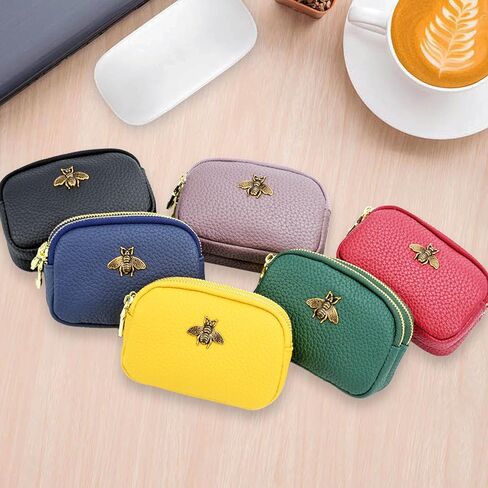 Faux Leather Coin Purse for Women Small 2 Zipper Change Wallet with Key Ring Card Key Coin Cash Holder Pouch(Green) in Saudi Arabia