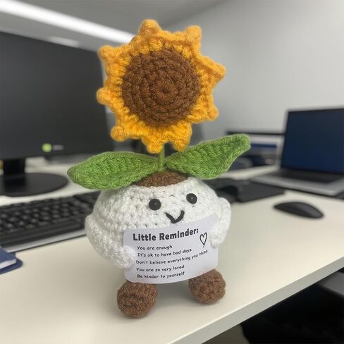 Positive Sunflower Crochet | Emotional Support Little Reminders Handmade Inspirational Gifts for Women Teens Birthday Anniversary Christmas Cheer up Gifts for Her (Sunflower) in Saudi Arabia