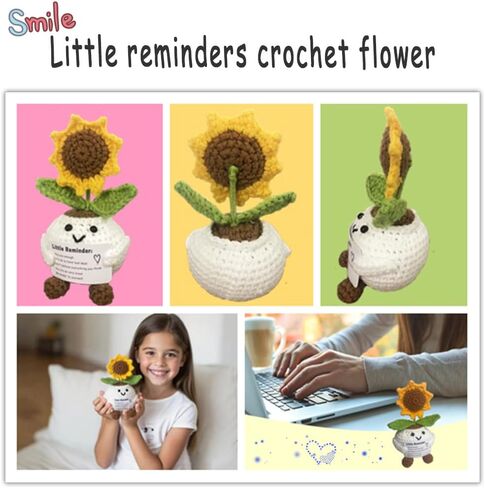 Positive Sunflower Crochet | Emotional Support Little Reminders Handmade Inspirational Gifts for Women Teens Birthday Anniversary Christmas Cheer up Gifts for Her (Sunflower) in Saudi Arabia