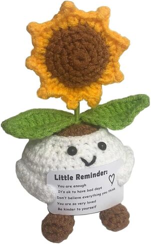 Positive Sunflower Crochet | Emotional Support Little Reminders Handmade Inspirational Gifts for Women Teens Birthday Anniversary Christmas Cheer up Gifts for Her (Sunflower) in Saudi Arabia