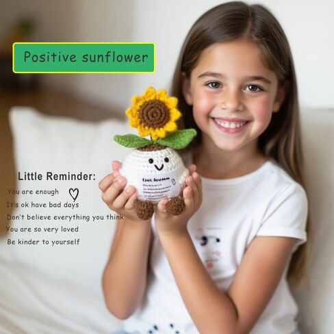 Positive Sunflower Crochet | Emotional Support Little Reminders Handmade Inspirational Gifts for Women Teens Birthday Anniversary Christmas Cheer up Gifts for Her (Sunflower) in Saudi Arabia