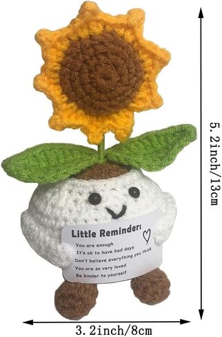 Positive Sunflower Crochet | Emotional Support Little Reminders Handmade Inspirational Gifts for Women Teens Birthday Anniversary Christmas Cheer up Gifts for Her (Sunflower) in Saudi Arabia