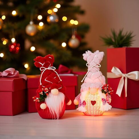ديكور عيد الحب التماثيل القطيفة مع الأضواء، هدية عيد الحب للزوجين للنساء، زخرفة صينية ذات طبقات على شكل طاولة قزم in Kuwait
