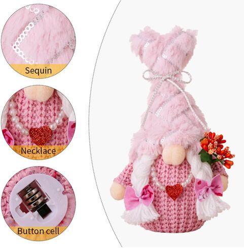 ديكور عيد الحب التماثيل القطيفة مع الأضواء، هدية عيد الحب للزوجين للنساء، زخرفة صينية ذات طبقات على شكل طاولة قزم in Kuwait