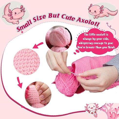 Mini Funny Positive Axolotl, Inspirational Handmade Crochet Animal Funny Gifts for Women Men Friend Coworker Teen, Emotional Small Gift for Birthday Graduation Teacher Appreciation (Braver & Stronger) in Saudi Arabia