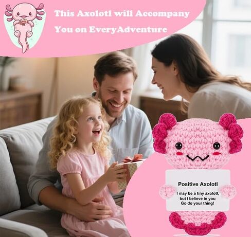 Mini Funny Positive Axolotl, Inspirational Handmade Crochet Animal Funny Gifts for Women Men Friend Coworker Teen, Emotional Small Gift for Birthday Graduation Teacher Appreciation (Braver & Stronger) in Saudi Arabia