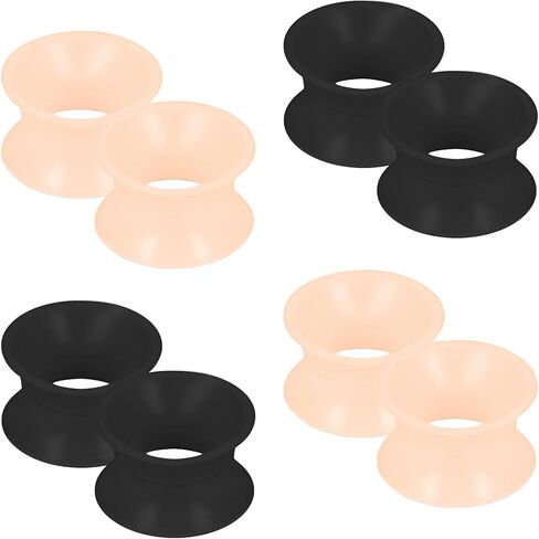 Kridzisw 8G-25mm Solid Soft Silicone Gauges Tunnels Plugs for Ears Double Flared Saddle Gauges Flesh Stretchers Expander Hide Ear Tunnels Plugs Retainer for Women Men Black White Flesh Skin in Saudi Arabia