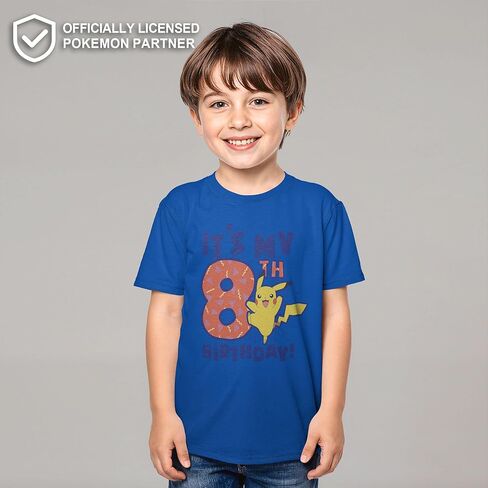 Boys Pokémon Birthday T-Shirt - 8th Birthday Pikachu It's My 8th Birthday Shirt, Graphic Tee, Official Pokémon Shirt Royal Blue in Saudi Arabia