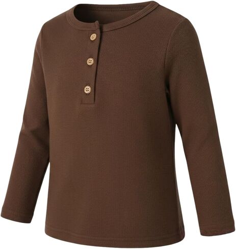 قميص Ohrwurm للأطفال الصغار Henley قميص قطني مضلع ناعم ومسامي بأكمام طويلة مع زر لعمر 2-7 سنوات in Saudi Arabia