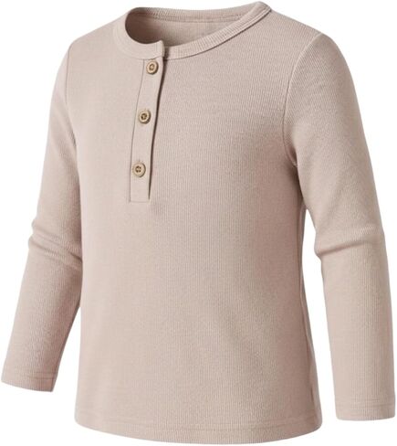قميص Ohrwurm للأطفال الصغار Henley قميص قطني مضلع ناعم ومسامي بأكمام طويلة مع زر لعمر 2-7 سنوات in Saudi Arabia