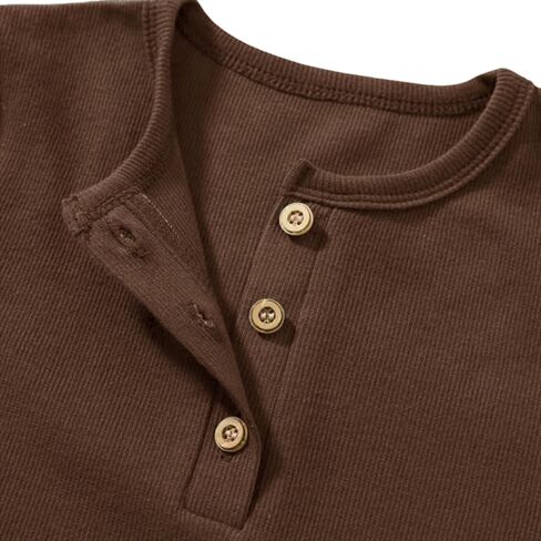 قميص Ohrwurm للأطفال الصغار Henley قميص قطني مضلع ناعم ومسامي بأكمام طويلة مع زر لعمر 2-7 سنوات in Saudi Arabia