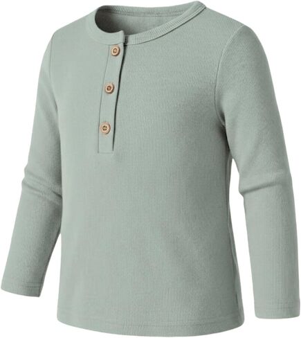 قميص Ohrwurm للأطفال الصغار Henley قميص قطني مضلع ناعم ومسامي بأكمام طويلة مع زر لعمر 2-7 سنوات in Saudi Arabia