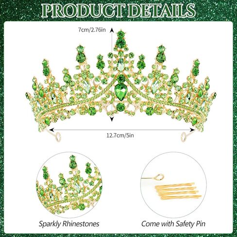 Princess Green Crown and Necklace Set for Women Tiana Costume, Princess Tiara for Adult Halloween Accessories Party Dress Prom Gifts in Kuwait