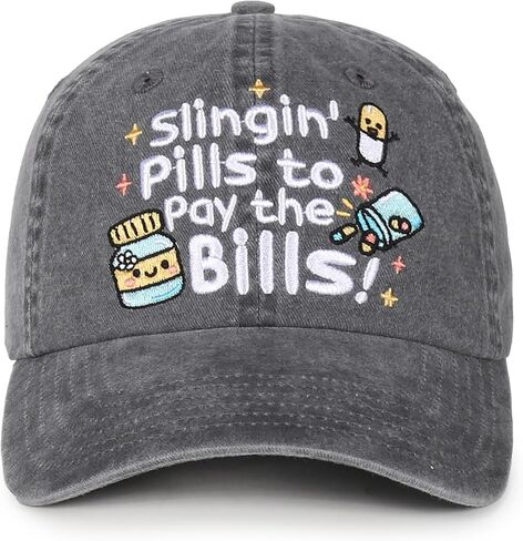 InnoBeta Pharmacist and Technician Gifts Cap for Women - Adjustable Vintage Washed Cotton Embroidered Hat - Grey in Saudi Arabia