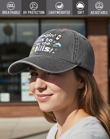 InnoBeta Pharmacist and Technician Gifts Cap for Women - Adjustable Vintage Washed Cotton Embroidered Hat - Grey in Saudi Arabia