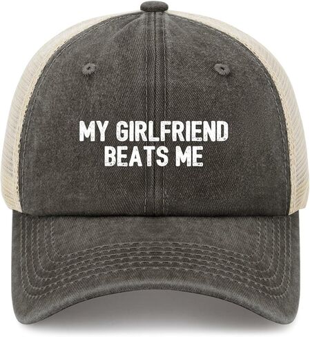 My Girlfriend Beats Me Hat Trucker Hat for Men Dad Hat Funny Gifts in Kuwait