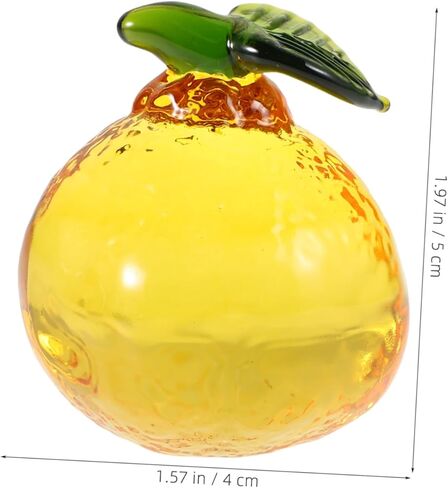 Realistic Glass Orange Figurine Fruit Ornament Decorative Desktop Statue for Kitchen Christmas and Holiday Fruit Decor Simulation Fruit for Home and Office Decoration in Saudi Arabia