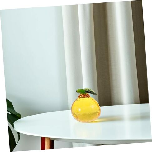 Realistic Glass Orange Figurine Fruit Ornament Decorative Desktop Statue for Kitchen Christmas and Holiday Fruit Decor Simulation Fruit for Home and Office Decoration in Saudi Arabia