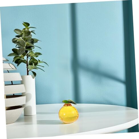 Realistic Glass Orange Figurine Fruit Ornament Decorative Desktop Statue for Kitchen Christmas and Holiday Fruit Decor Simulation Fruit for Home and Office Decoration in Saudi Arabia