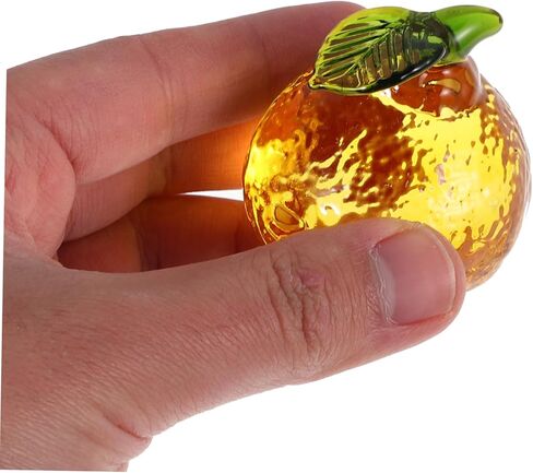 Realistic Glass Orange Figurine Fruit Ornament Decorative Desktop Statue for Kitchen Christmas and Holiday Fruit Decor Simulation Fruit for Home and Office Decoration in Saudi Arabia