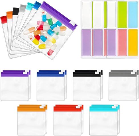 Mini Zipper Pouch Set–14 Small Reusable Clear Zip Lock Bags with Writable Labels for Travel,Medicine,Makeup,Pills,Tiny Cosmetic Organizer Pouches for Purse,Office,Plastic Storage in Saudi Arabia