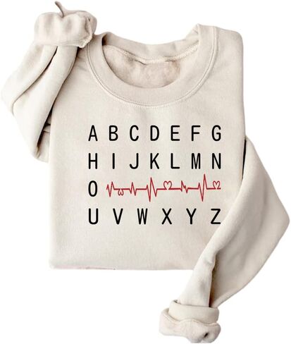 Nurse Sweatshirt for Women ABCD Letter Shirt Nurse Life Pullover Cute Thick Sweater Graphic Crewneck Long Sleeve Top in Saudi Arabia