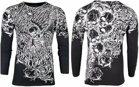 Xtreme Couture by Affliction Mens Thermal T-Shirt Accuser Skull Biker MMA Gym$58 in Saudi Arabia