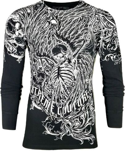 Xtreme Couture by Affliction Mens Thermal T-Shirt Accuser Skull Biker MMA Gym$58 in Saudi Arabia