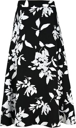 Midi Skirts for Women A Line Skirt Elastic High Waist, Black Midi Skirt with Pockets, Fall Floral Skirt in Saudi Arabia