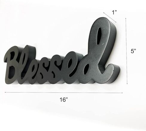 YUMBOR Black Wooden Cutout Blessed Freely Standing Sign Table Décor Kitchen Tabletop Fireplace Mantel Centerpiece Decoration Standing Rustic Wood Block Letters Wall Decorations (Blessed) in Saudi Arabia