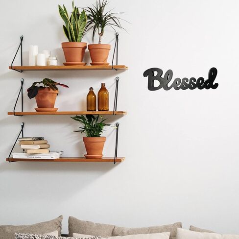 YUMBOR Black Wooden Cutout Blessed Freely Standing Sign Table Décor Kitchen Tabletop Fireplace Mantel Centerpiece Decoration Standing Rustic Wood Block Letters Wall Decorations (Blessed) in Saudi Arabia