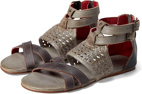 سرير | Stu® Capriana Sandals Flat For Women - تفاصيل الجلود - إغلاق السوستة الخلفية - ظلية مفتوحة إصبع القدم in Saudi Arabia