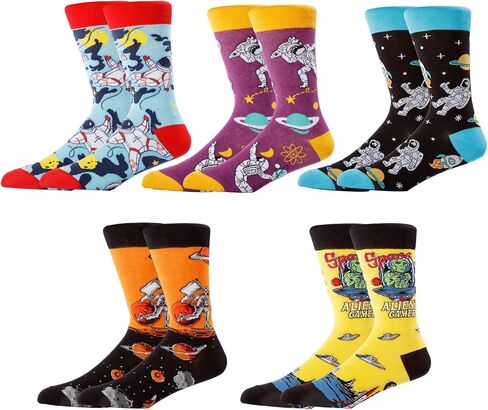 Novelty Funny Socks for Men Women Crazy Colorful Funky Graphic Soft Cotton Dress Socks Gifts Comfy Casua Size 9-11 in Saudi Arabia