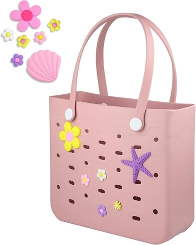 Beach Bag for Women | Waterproof Rubber Tote Bag with Zipper Pocket for Beach, Pool, Travel, Groceries, Sports in Saudi Arabia