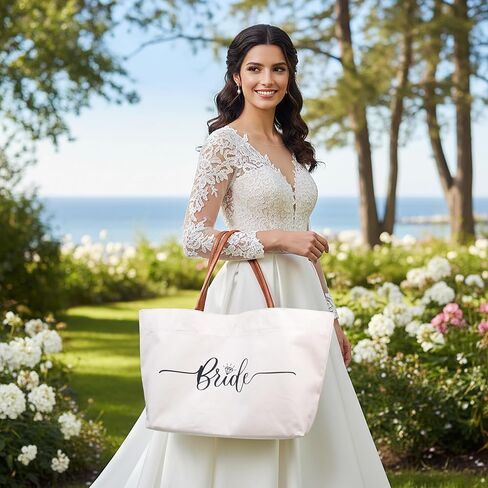 Mrs Tote Bag Est. 2025 – Wedding Gift Bag for Bride, Bachelorette Party Tote, Canvas Honeymoon Bag for Women in Saudi Arabia