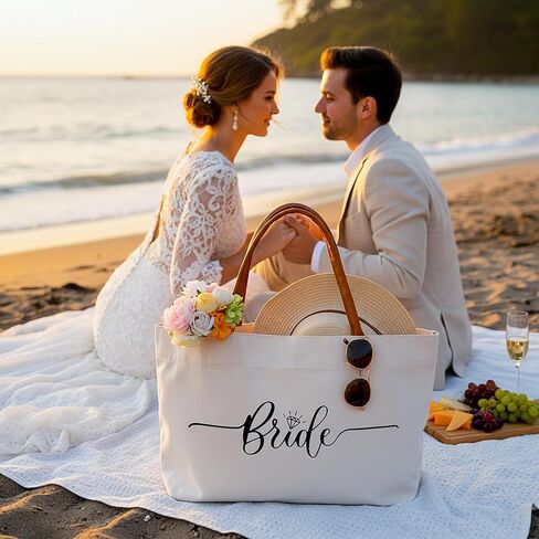 Mrs Tote Bag Est. 2025 – Wedding Gift Bag for Bride, Bachelorette Party Tote, Canvas Honeymoon Bag for Women in Saudi Arabia