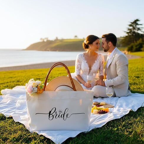 Mrs Tote Bag Est. 2025 – Wedding Gift Bag for Bride, Bachelorette Party Tote, Canvas Honeymoon Bag for Women in Saudi Arabia