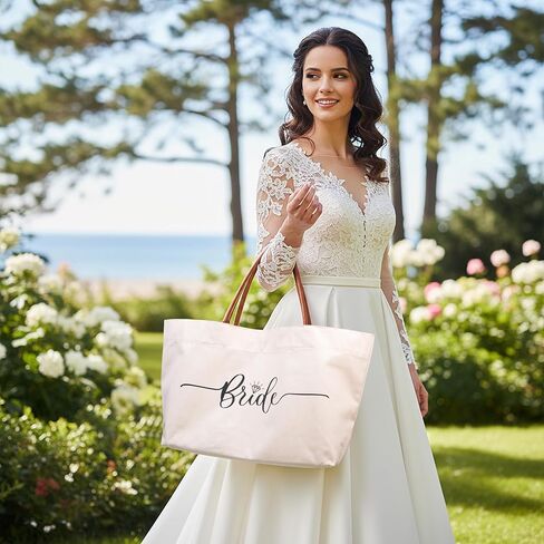 Mrs Tote Bag Est. 2025 – Wedding Gift Bag for Bride, Bachelorette Party Tote, Canvas Honeymoon Bag for Women in Saudi Arabia