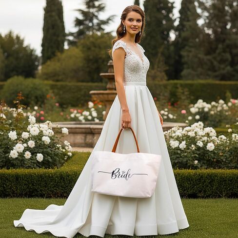 Mrs Tote Bag Est. 2025 – Wedding Gift Bag for Bride, Bachelorette Party Tote, Canvas Honeymoon Bag for Women in Saudi Arabia