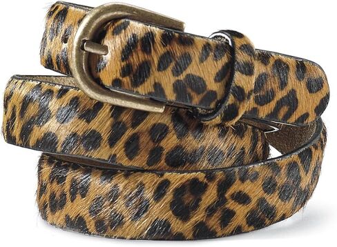 SAGEFINDS Leopard Print Leather Belt for Women, Fashion Waist Belt for Jeans and Dresses, Brass Buckle, 1" Wide in Saudi Arabia