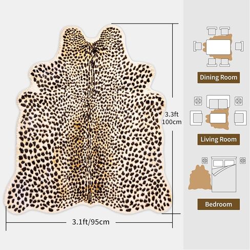 Leopard Rug Cheetah Print Carpet - Animal Printed Skin Area Rug Faux Fur Hide Room Decor for Bedroom Living Room 5.2x6.5ft in Saudi Arabia