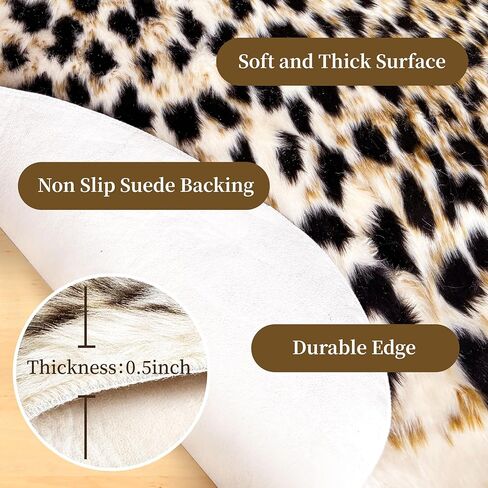 Leopard Rug Cheetah Print Carpet - Animal Printed Skin Area Rug Faux Fur Hide Room Decor for Bedroom Living Room 5.2x6.5ft in Saudi Arabia