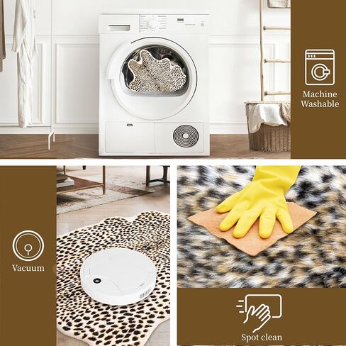 Leopard Rug Cheetah Print Carpet - Animal Printed Skin Area Rug Faux Fur Hide Room Decor for Bedroom Living Room 5.2x6.5ft in Saudi Arabia