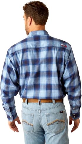 Ariat Men's Fire Resistant Bighorn Snap Work Shirt, Powder Blue, Medium in Saudi Arabia
