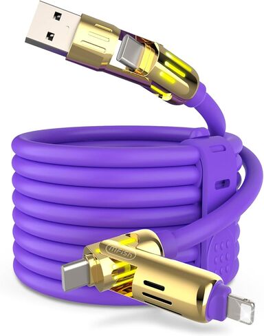 4-in-1 Multi USB Charging Cable -MAX 240W Fast Charging/Charger Cord with USB A+Type C for iPhone 16/15 14 13 iPad Samsung Galaxy MacBook iPad Tablets and More (Grey, 6.6Ft) in Kuwait