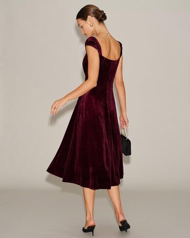 RIHOAS Womens Velvet Cocktail Dresses Vintage Cocktail Midi Dress Wedding Guest Dress in Kuwait