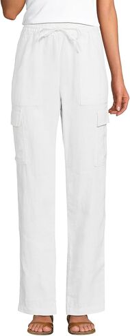 Lands' End Women's High Rise Drawstring Linen Cargo Pants in Saudi Arabia