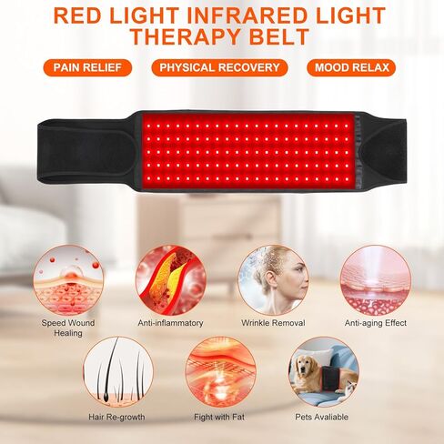 حزام العلاج بالضوء الأحمر مع 105 خرزات LED 3 في 1 مطورة، جهاز العلاج بالضوء الأحمر للخصر والركبتين والكتف والساقين، العلاج بالضوء الأحمر لتقليل التهاب الجسم 660 نانومتر و850 نانومتر in Saudi Arabia