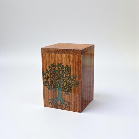 Wooden Resin Cremation Urn for Human Ashes – Keepsake Memorial Urn Box – Handmade Funeral Ashes Container for Adults or Pets Keepsake for Family Sharing in Saudi Arabia