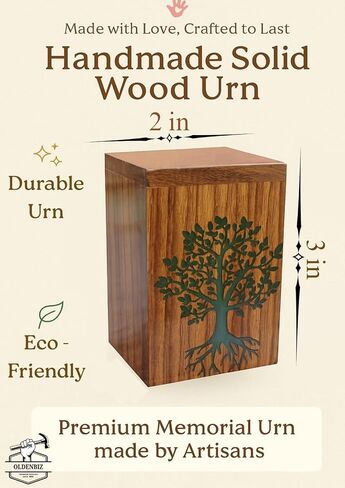 Wooden Resin Cremation Urn for Human Ashes – Keepsake Memorial Urn Box – Handmade Funeral Ashes Container for Adults or Pets Keepsake for Family Sharing in Saudi Arabia